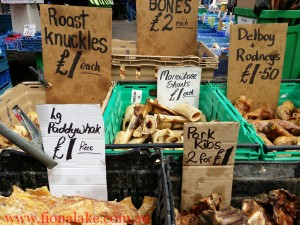 We'll be visiting local markets so we can talk to local producers & enjoy quirky sights, such as this huge range of treats available for UK's dog lovers.